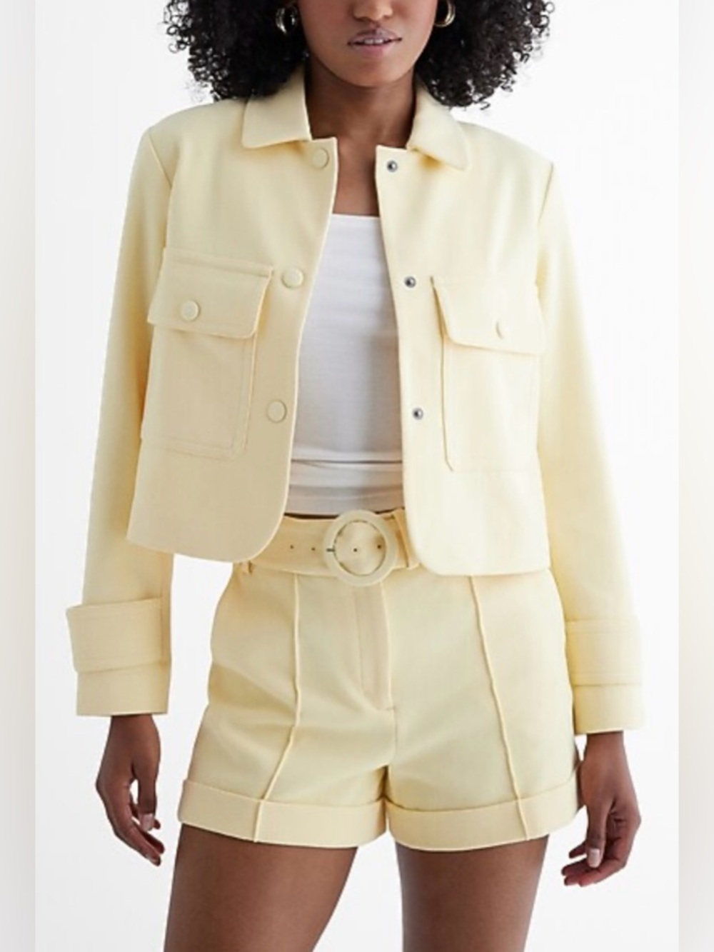 Express Women's Light Yellow Utility Jacket, US M